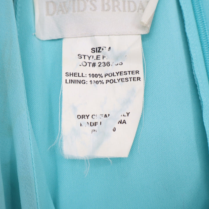 Davids Bridal Aqua Blue Peplum Ruffle Sleeveless Midi Formal Dress Size 4