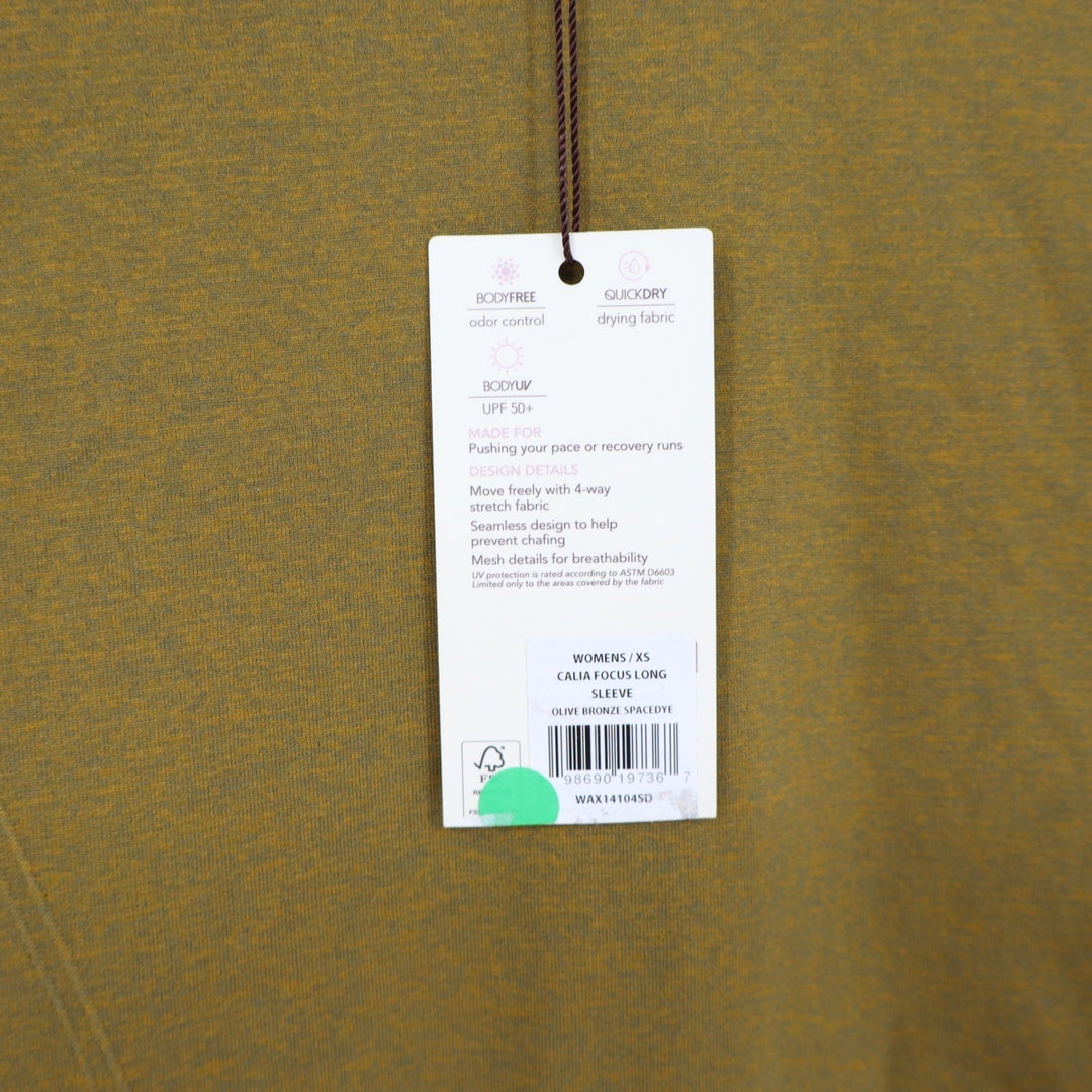 Calia Focus Long Sleeve Olive Bronze Spacedye Seamless Running Top Womens XS NEW