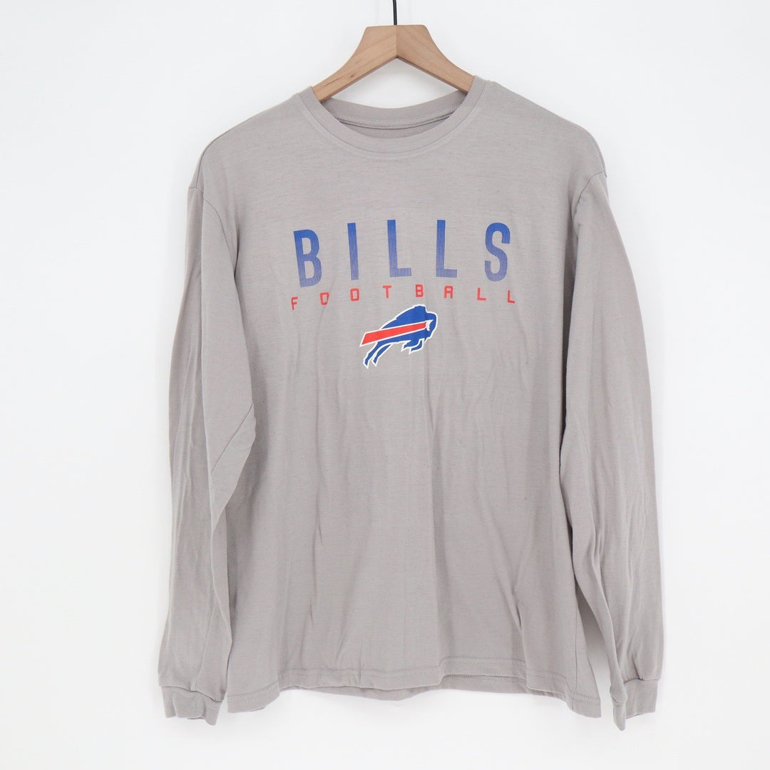 NFL Buffalo Bills Mens Gray Long Sleeve Graphic Football T-Shirt Size Large