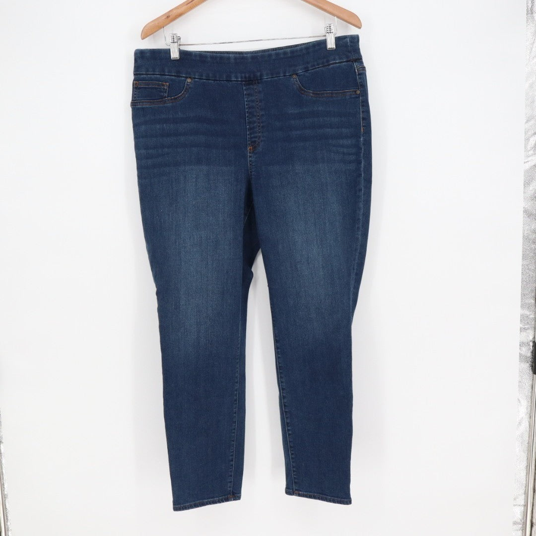 Chico's Ankle Jeggings Womens 14R Blue Denim High Rise Skinny Leg Street Wear