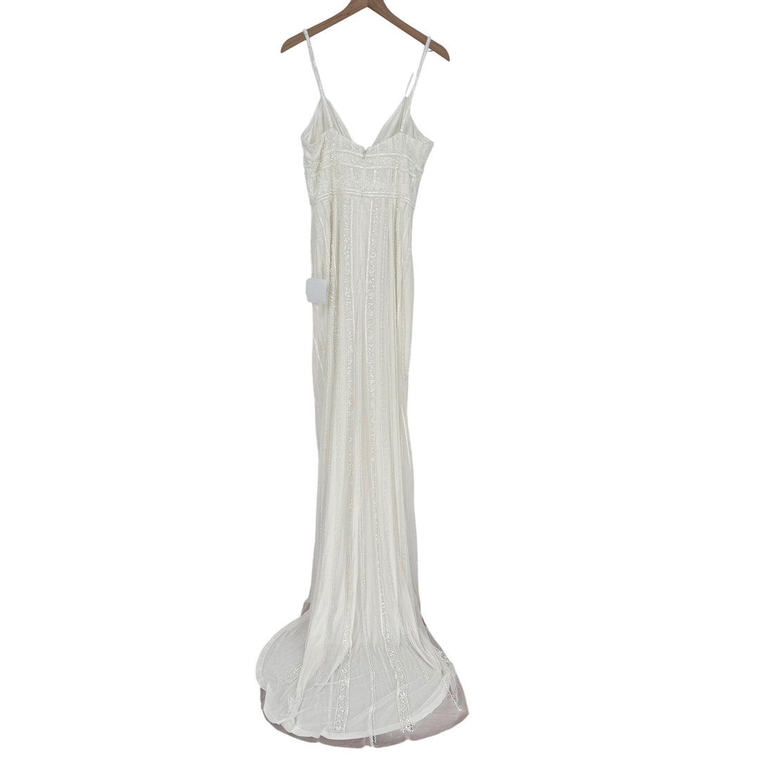 Lulus Stunning Vow White Beaded Sequin Maxi Dress Size L