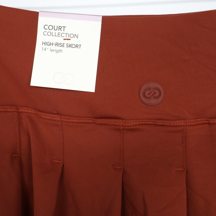 CALIA Womens Court Collection Back Pleated Skort Red Brown High Rise Large