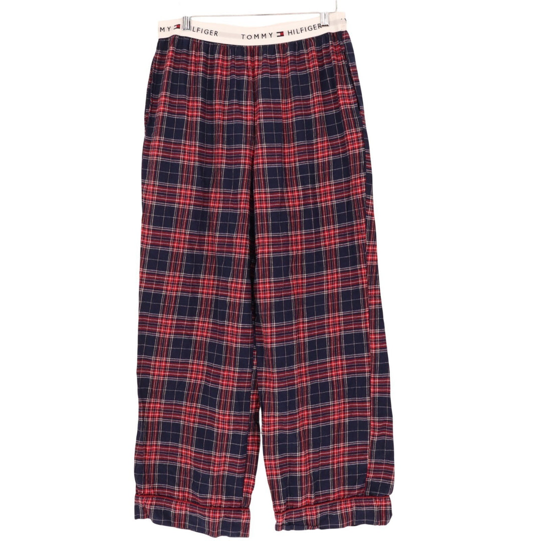 Tommy Hilfiger 2 Piece Flannel Pajama Set Womens Medium Red Blue Plaid Cotton