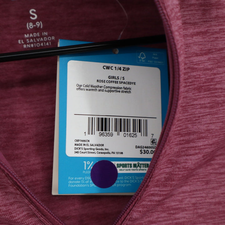 DSG Girls Rose Coffee Spacedye Cold Weather Compression 1/4 Zip Pullover Size S