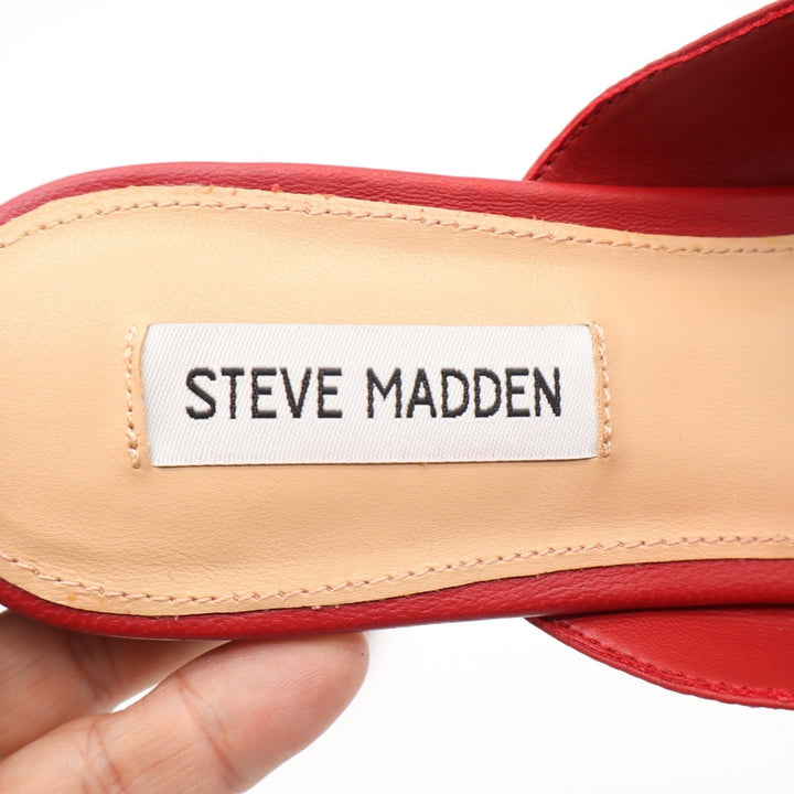 Steve Madden Gisele Red Leather Ruched Mary Jane Flat Mules Womens 8.5M