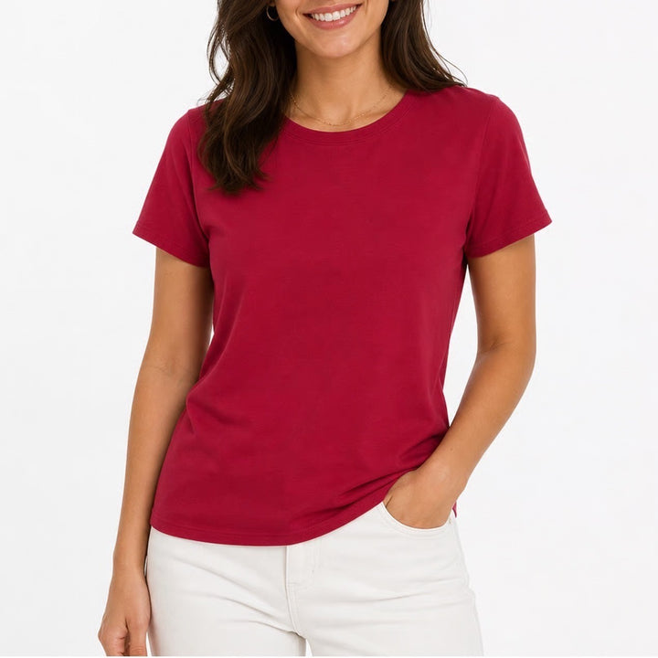 GAP Womens Large Berry Red Short Sleeve Cotton Crewneck Basic T-Shirt