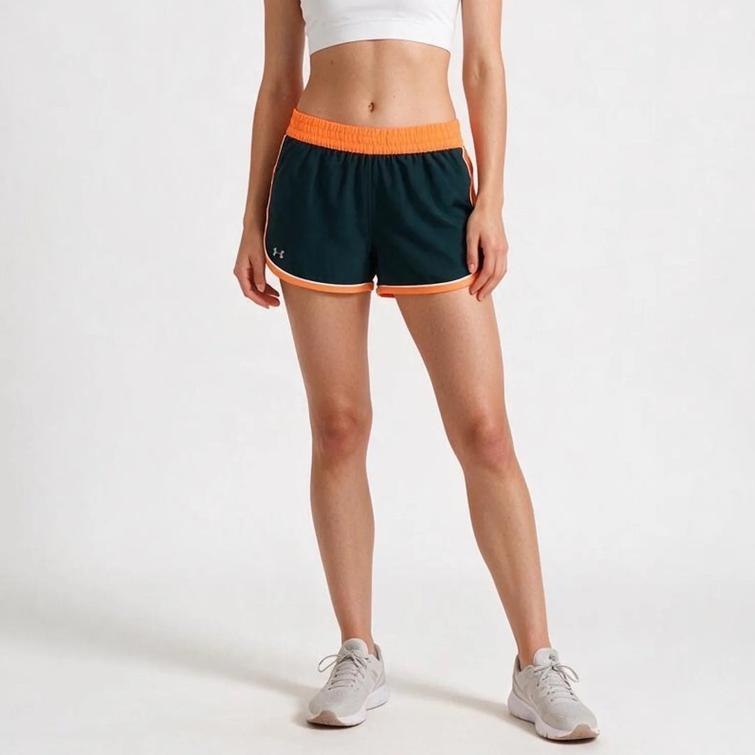 Under Armour Shorts Womens Small HeatGear Semi-Fitted Teal Orange Athletic