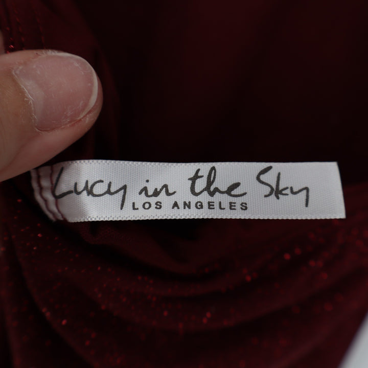 Lucy In The Sky Mini Dress Womens Large Red Back Cut Out Long Sleeve Mock Neck