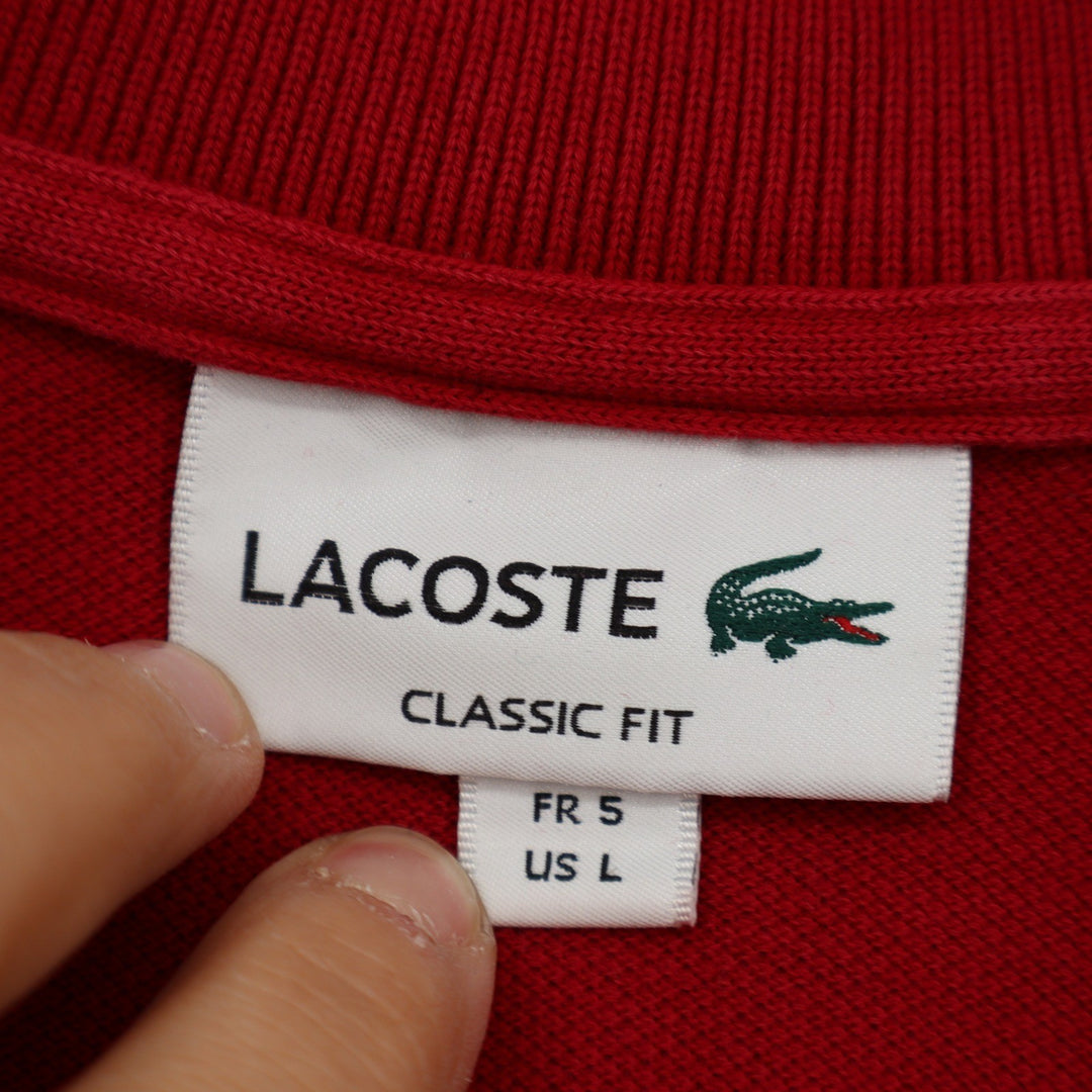 Lacoste Mens Classic Fit Red Cotton Pique Short Sleeve Polo Shirt FR 5 US L