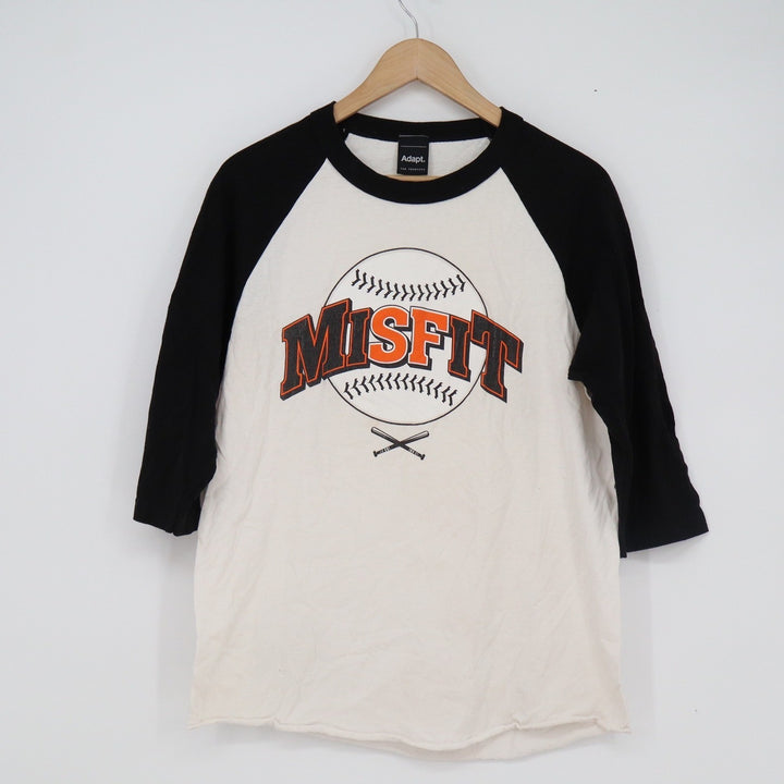 Adapt San Francisco Misfit Baseball Raglan Tee White Black Mens Medium