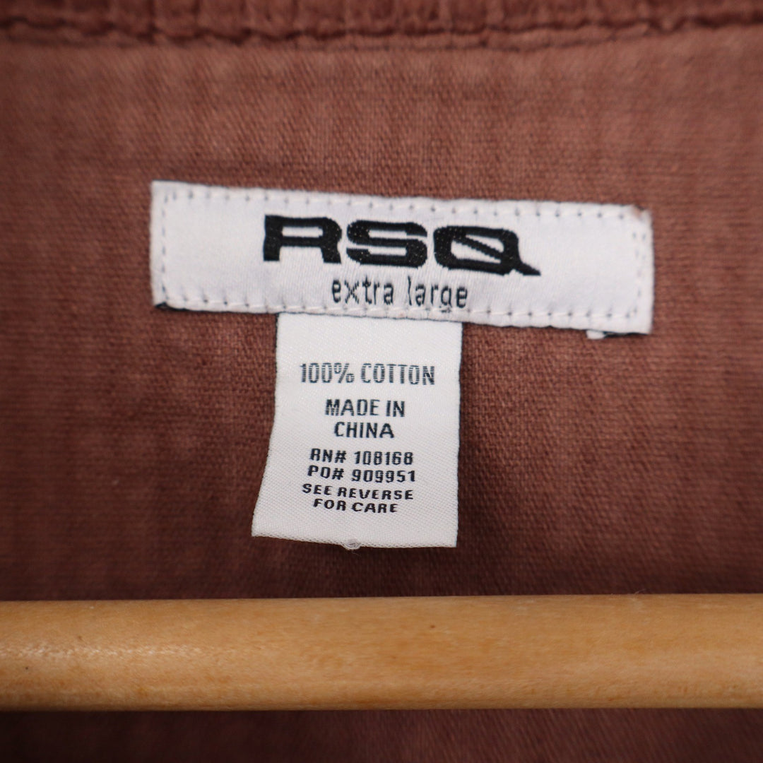 RSQ Brown Corduroy Button Down Shirt Raw Hem Oversized Shacket Mens XL Cotton