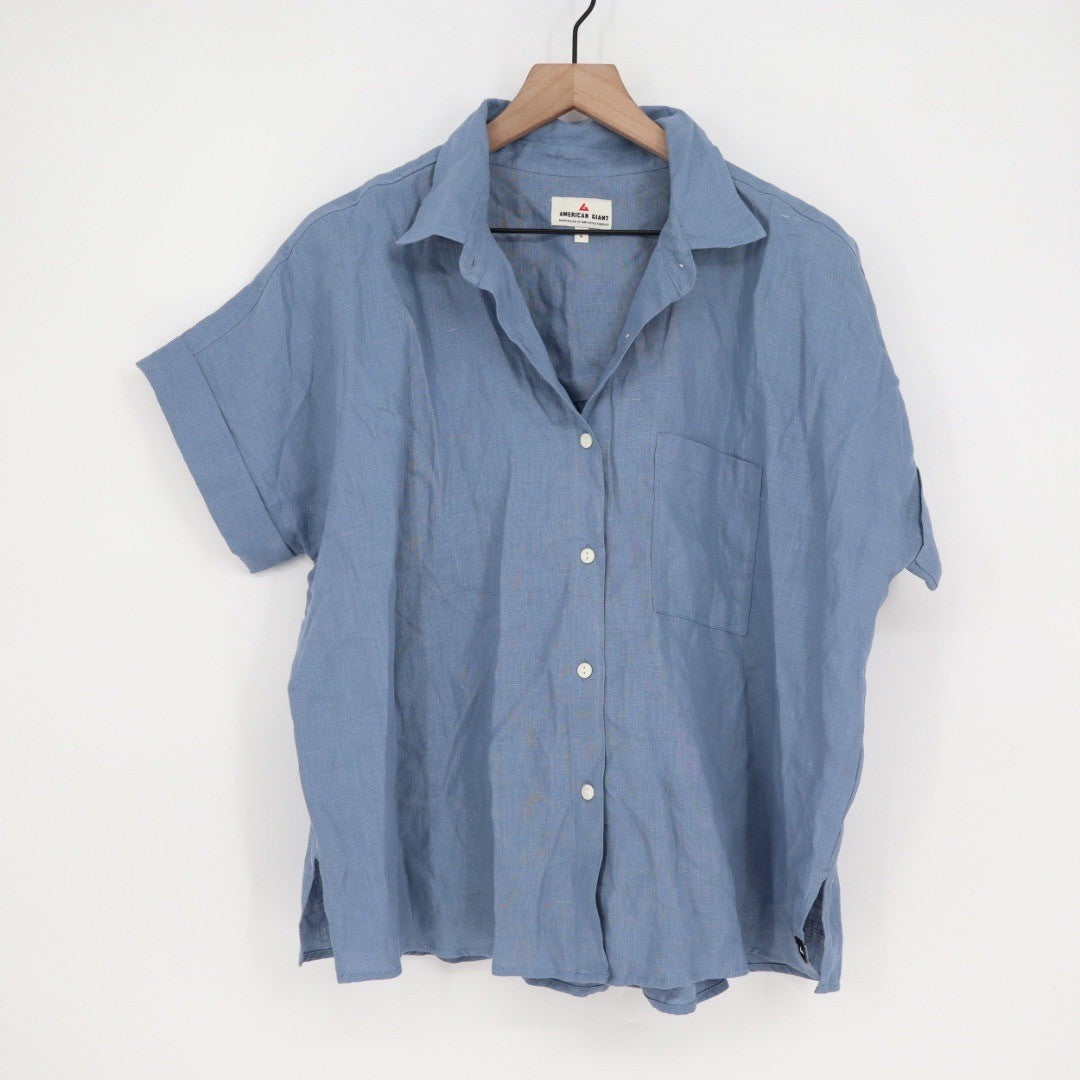 American Giant Easy Linen Shirt Breach Horizon Size L Made in USA