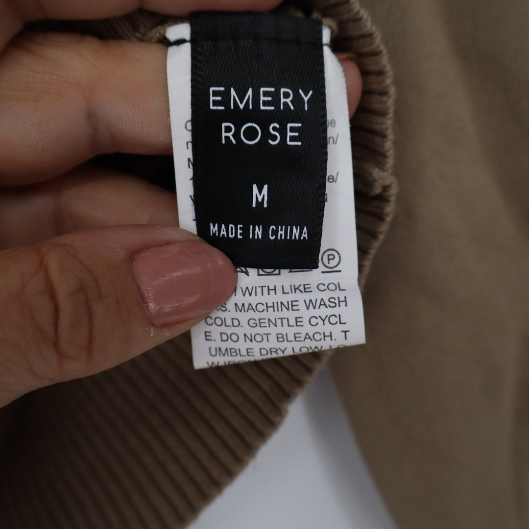 Emery Rose Tan Brown V-Neck Button Front Cardigan Sweater Womens Medium