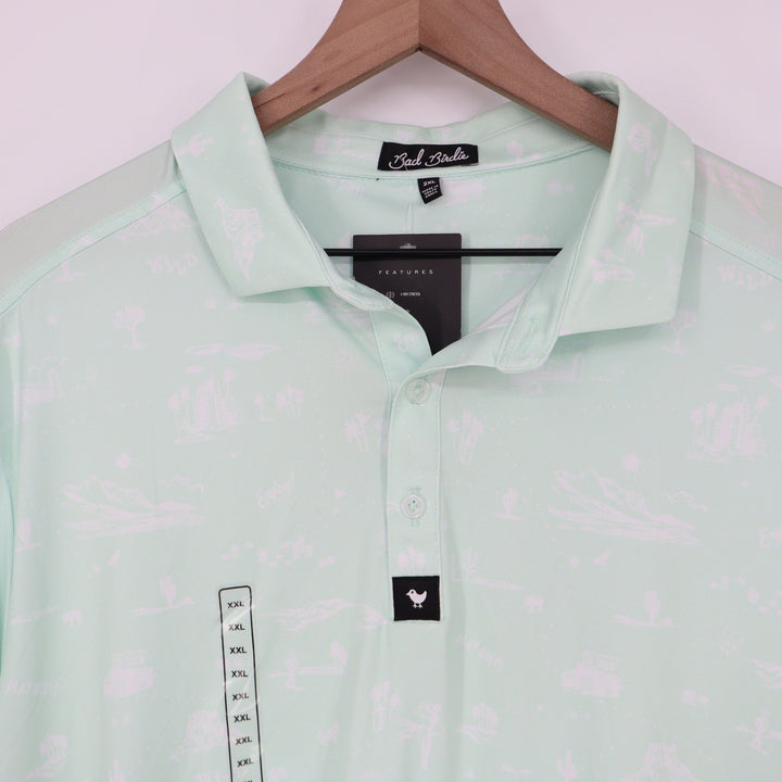 Bad Birdie Mens The Southwest Loop Golf Polo Mint Green XXL