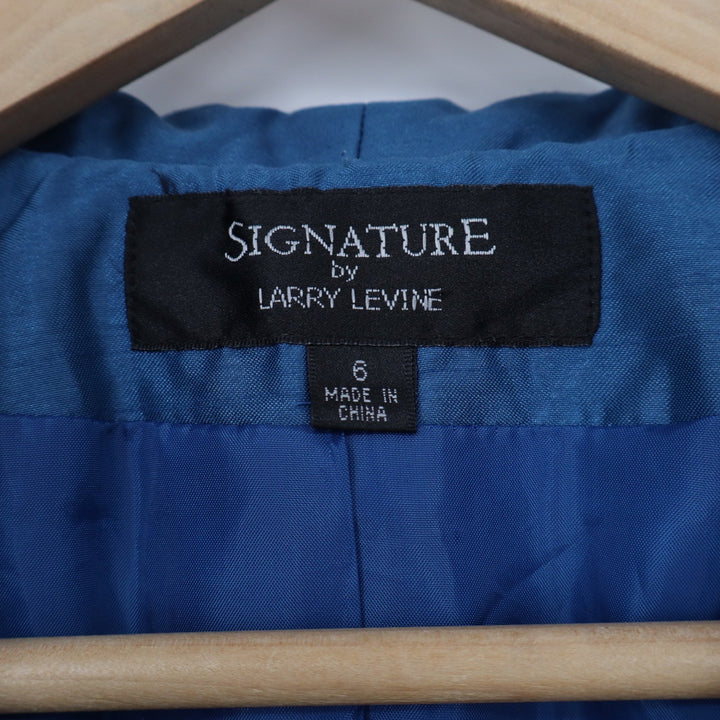 Signature by Larry Levine Teal Blue Ruffle Collar Double Breasted Blazer Size 6