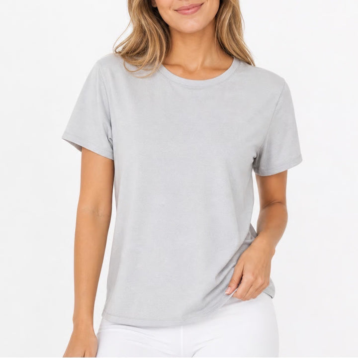 DSG Womens XL Gray Heathered Short Sleeve Performance T-Shirt Crew Neck