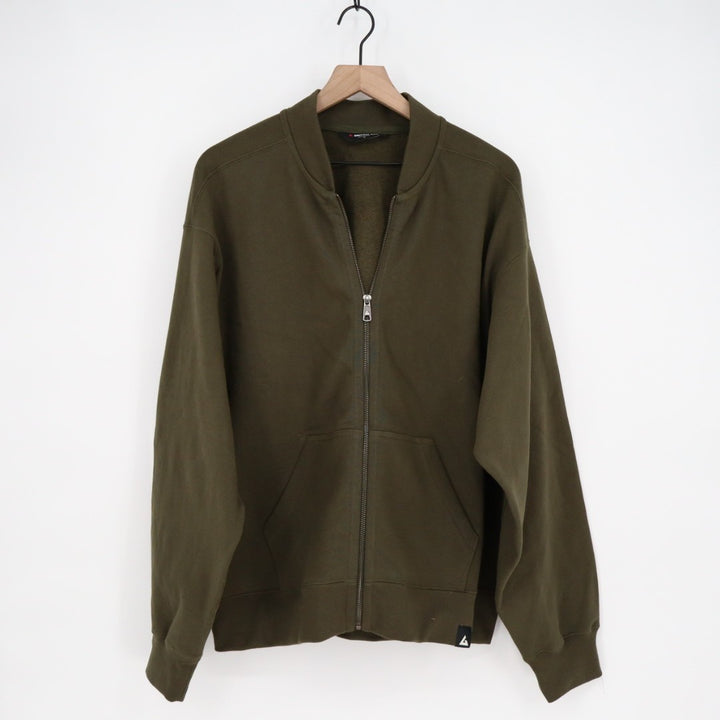 American Giant Fleece Bomber Jacket Mens XL Deep Olive Relaxed Fit Full Zip