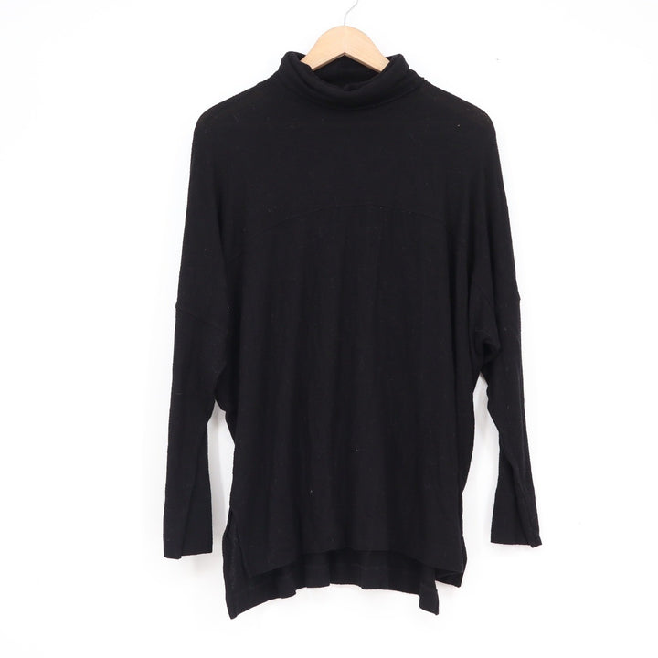 Aerie Womens Black Turtleneck Oversized Knit Sweater Side Slit Size M