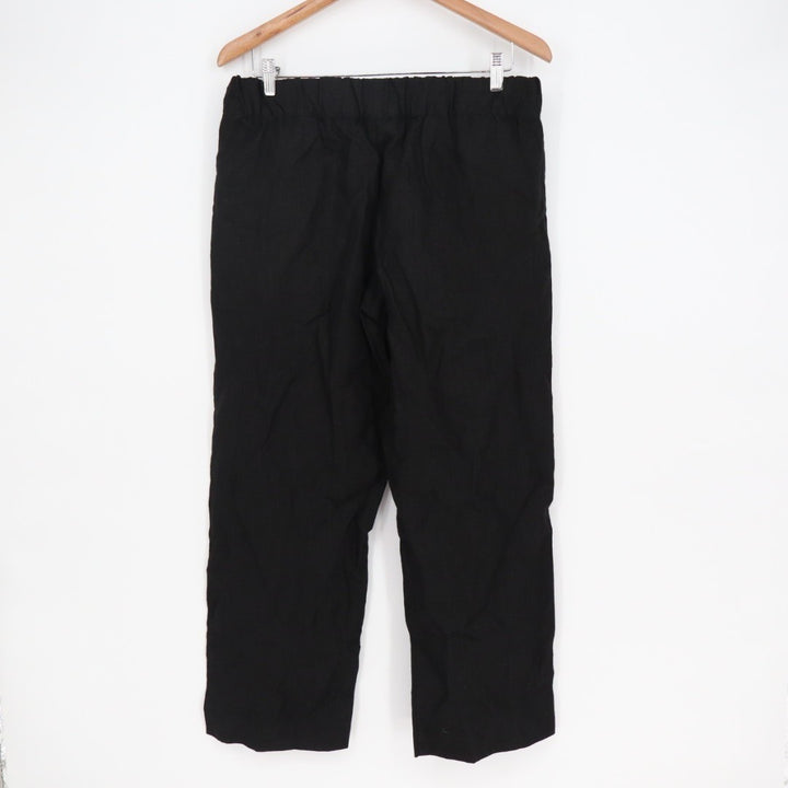 American Giant Pants Womens Medium Black Linen Wide Leg Made In USA