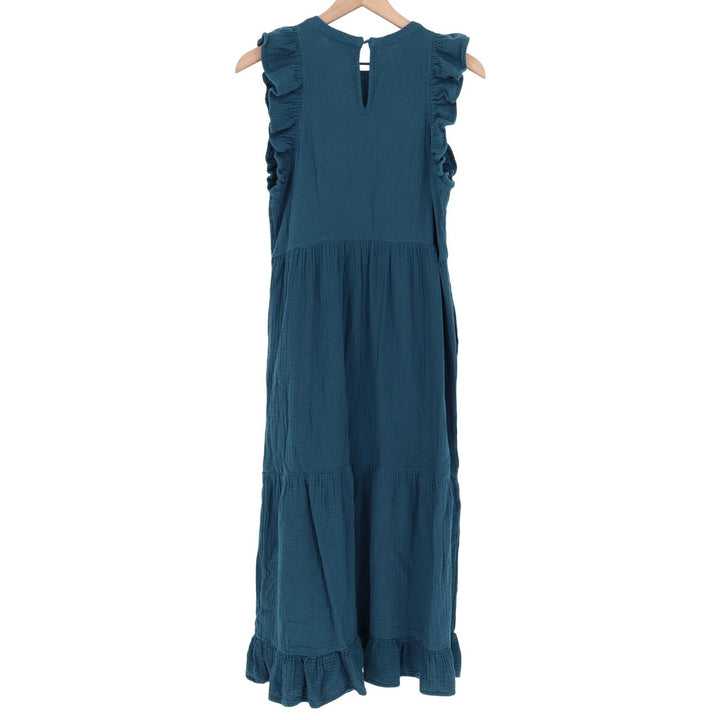 Universal Thread Teal Cotton Gauze Tiered Ruffle Maxi Dress Medium