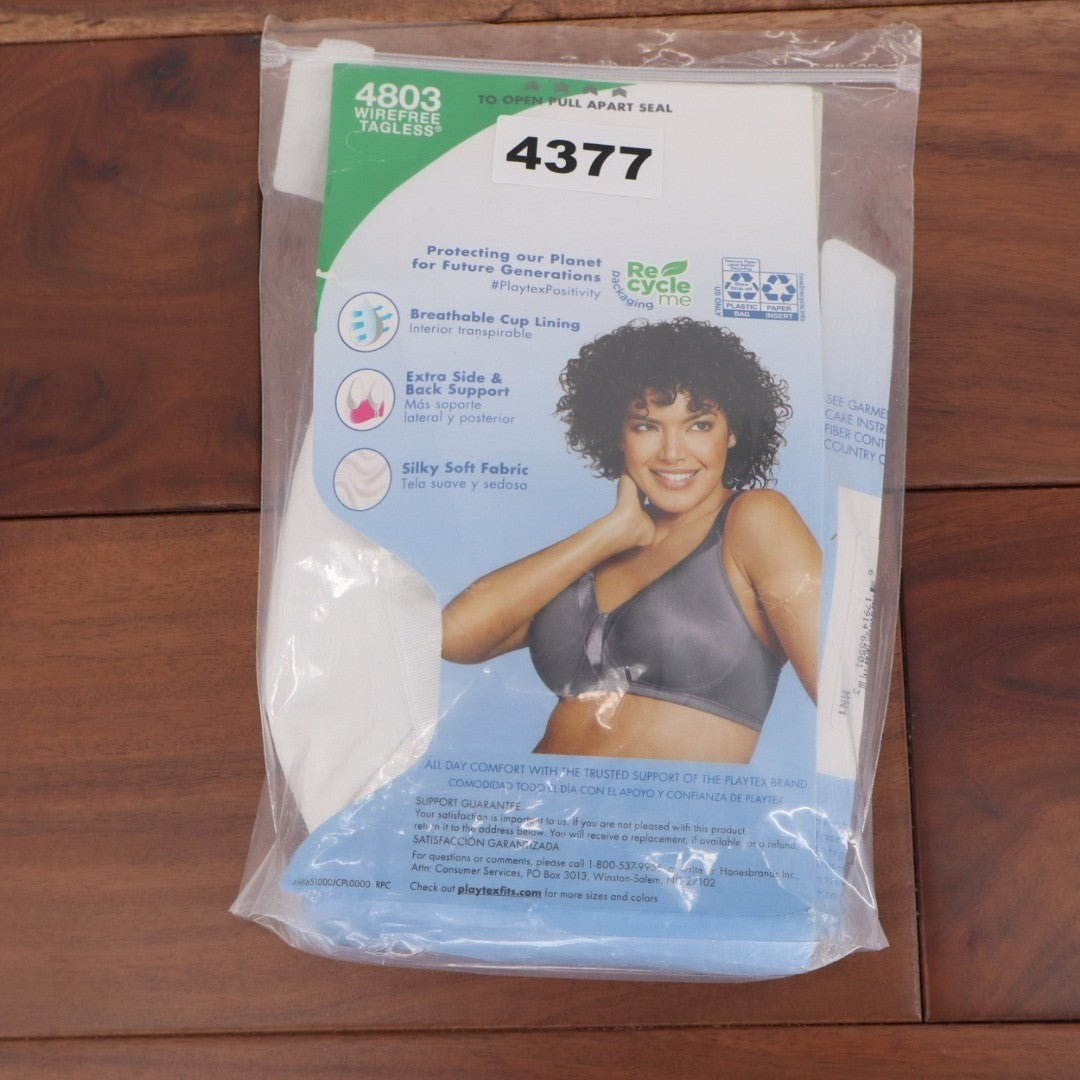 Playtex 18 Hour Sleek & Smooth Bra Womens 36C White Stretch Full Figure Wireless