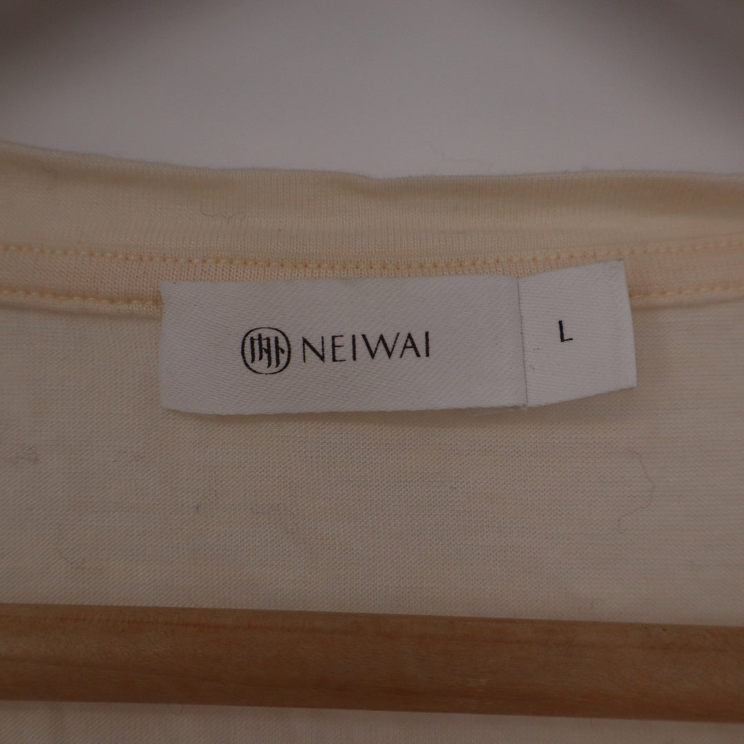 NEIWAI Women Cream Lyocell Wool Blend Twist Front V-Neck T-Shirt L