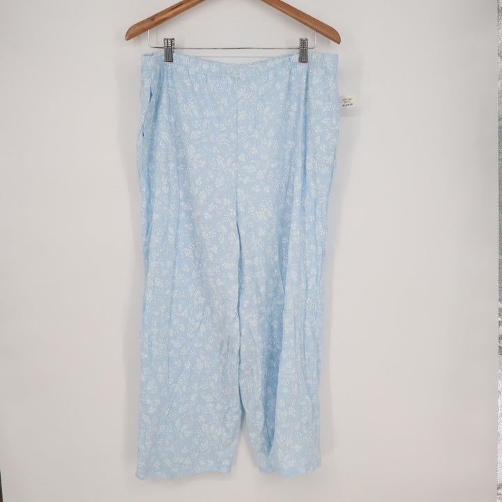 Charter Club 2-PC Pajamas Set Womens XL Blue Floral Button Front Straight Leg