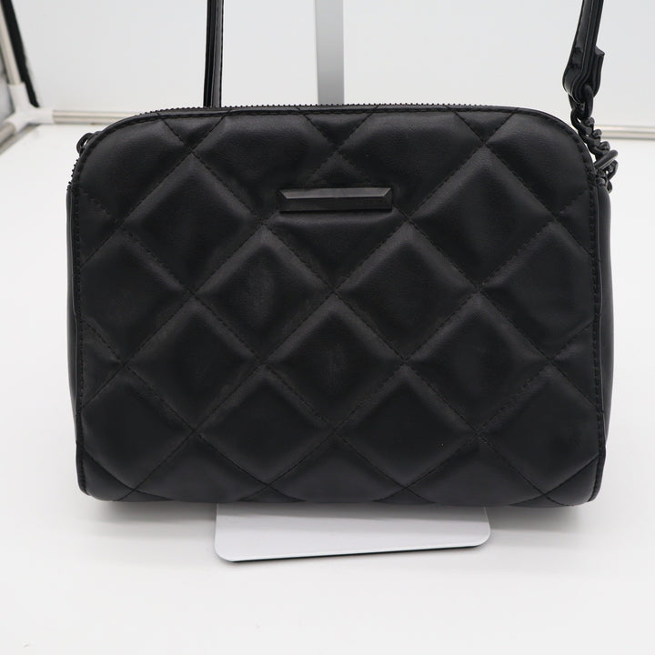 Aldo Black Quilted Crossbody Bag Matte Black Hardware Dual Zip