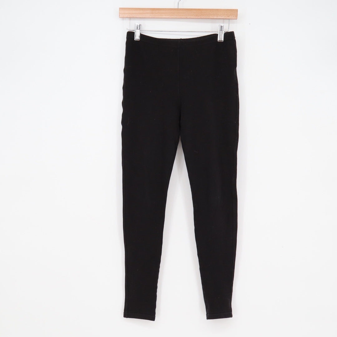 Black Stretch Leggings Elastic Waist Skinny Fit Casual Activewear Slim Size S/M