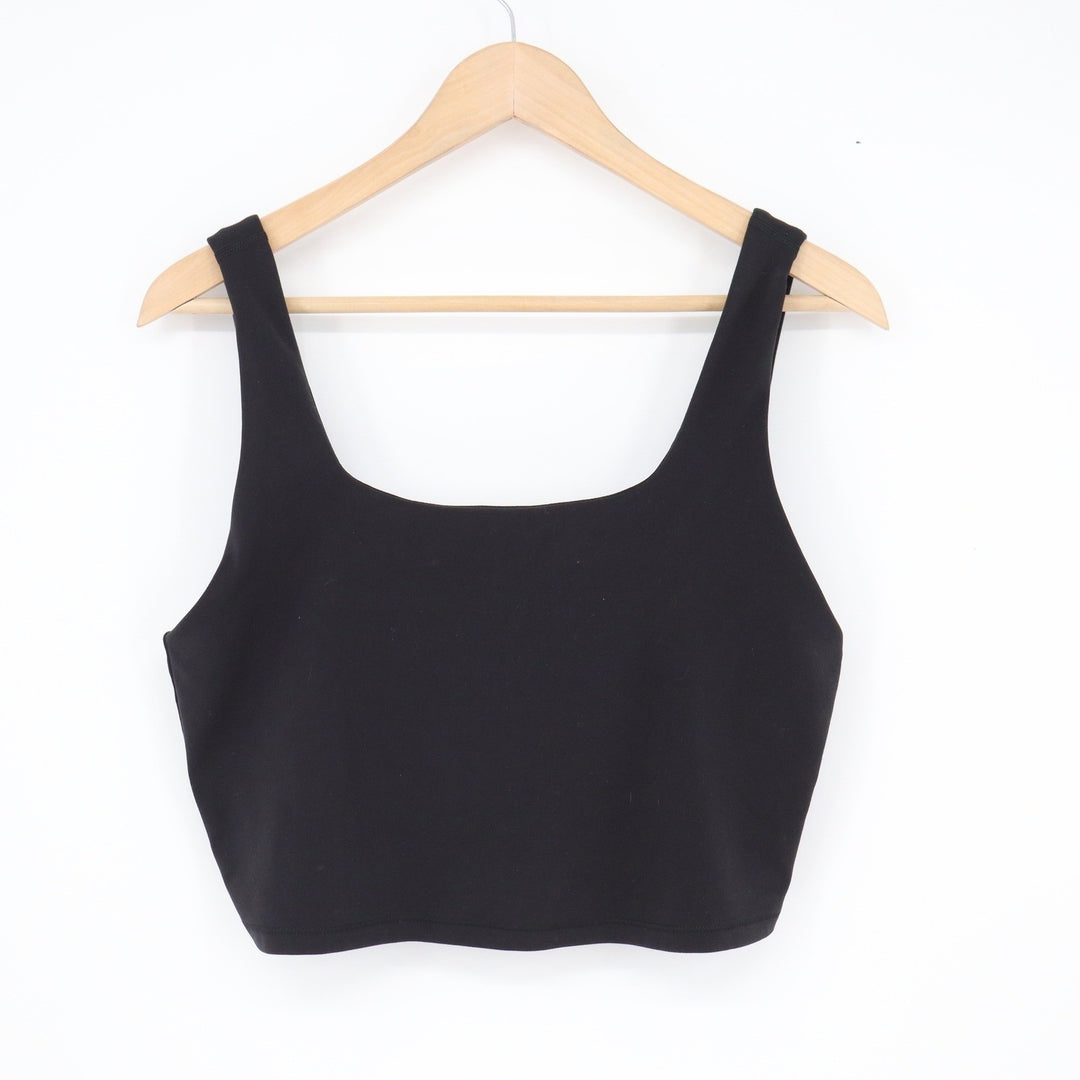 All In Motion Womens XL Black Cropped Tank Top Square Neck Activewear Sporty
