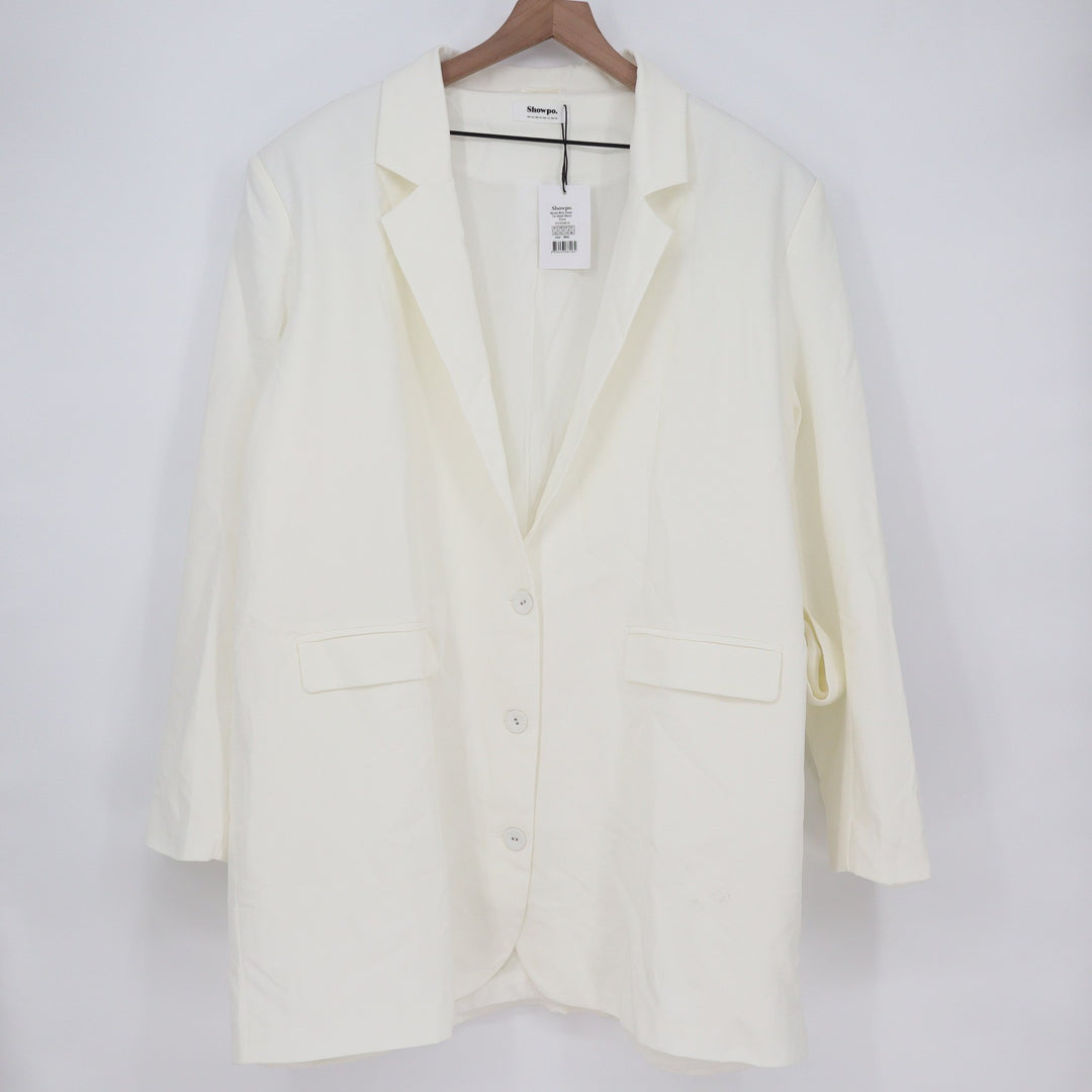 Showpo Denali Mini Dress White Tie Waist Blazer Dress US 14 New