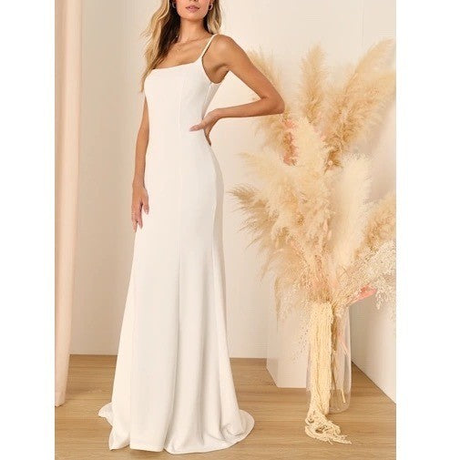Lulus Blessed Romance Maxi Dress Womens 1X White Button Back Adjustable Strap