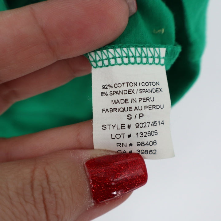Theory T-Shirt Women Small Green Cotton Stretch Slim V-Neck Casual Everyday Wear