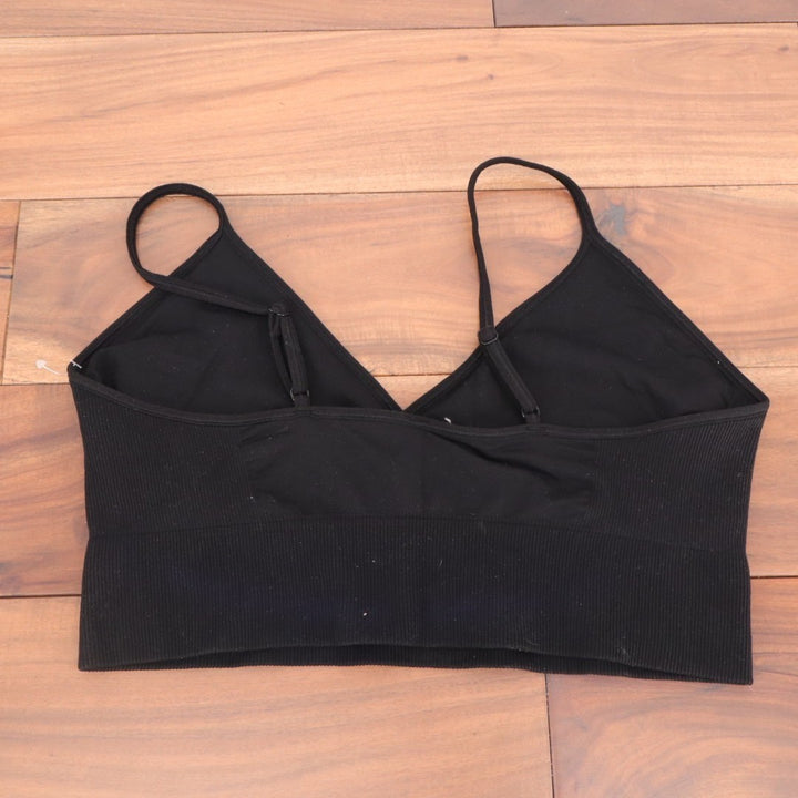 Gapbody Seamless Bralette Bra Womens XL Black Stretch V-Neck Adjustable Strap