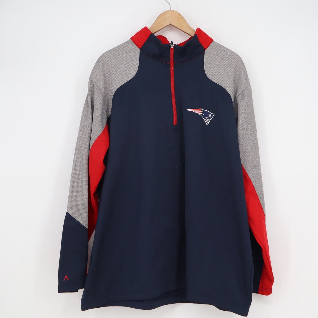 Antigua New England Patriots NFL Quarter Zip Pullover Navy Grey Red Mens XXL