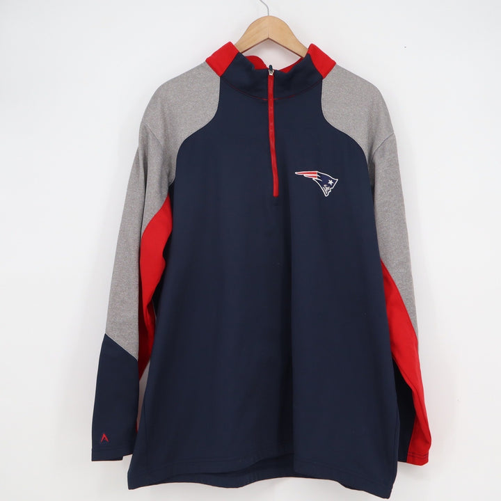 Antigua New England Patriots NFL Quarter Zip Pullover Navy Grey Red Mens XXL