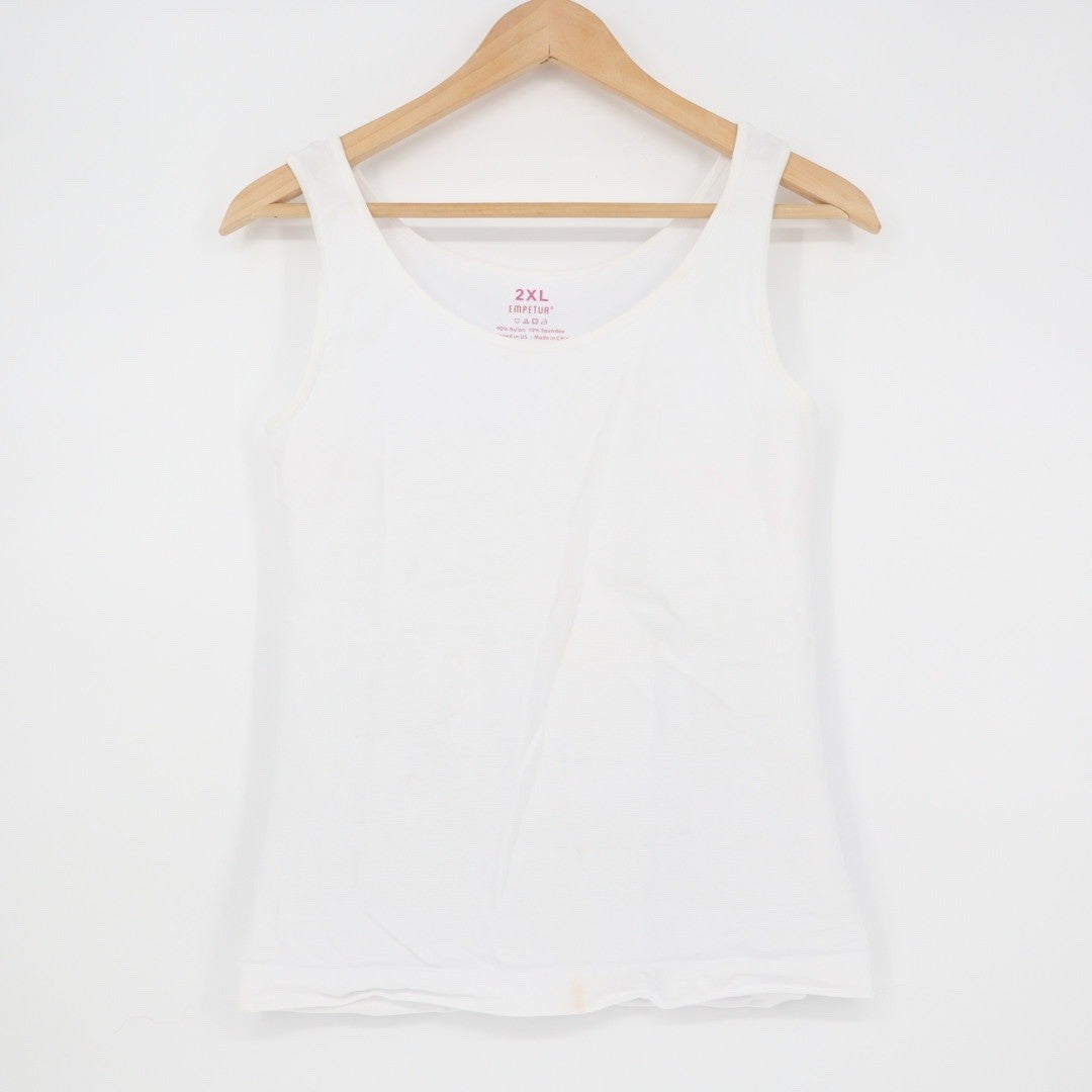 EMPETUA 2XL White Sleeveless Tank Top 90 Nylon 10 Spandex Seamless Comfort