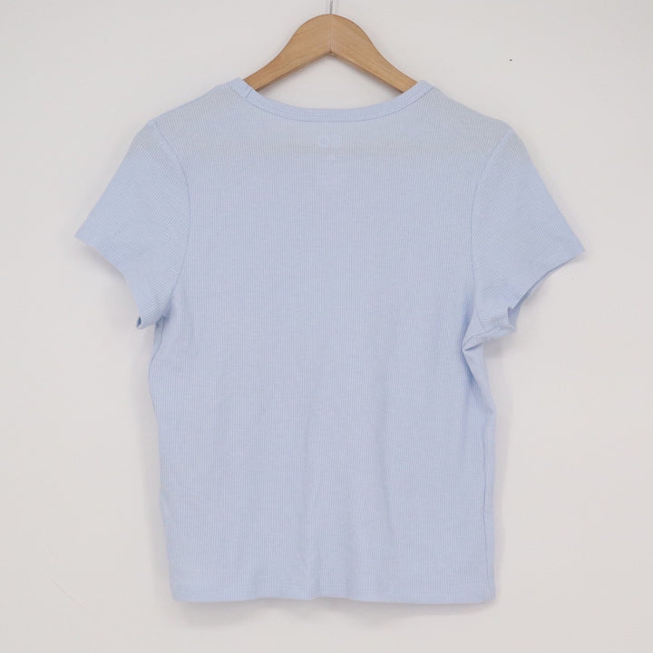 SO Goods For Life Womens XL Light Blue Ribbed Short Sleeve Crew Neck T-Shirt