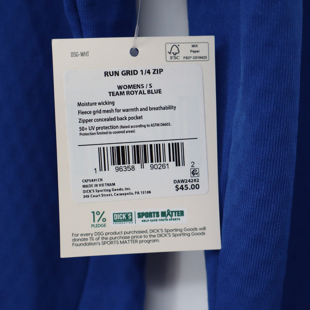 DSG Womens Run Grid 1/4 Zip Pullover Team Royal Blue Size S
