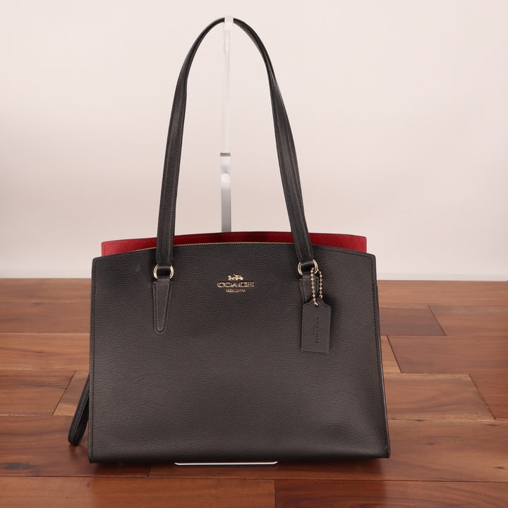 Coach Tatum Carryall Handbag Womens Core Black Pebbled Leather Shoulder Bag