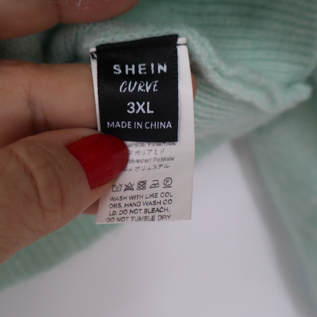 SHEIN Curve Mint Green Floral 3D Flower Button Front Cardigan Sweater 3XL