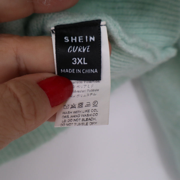 SHEIN Curve Mint Green Floral 3D Flower Button Front Cardigan Sweater 3XL