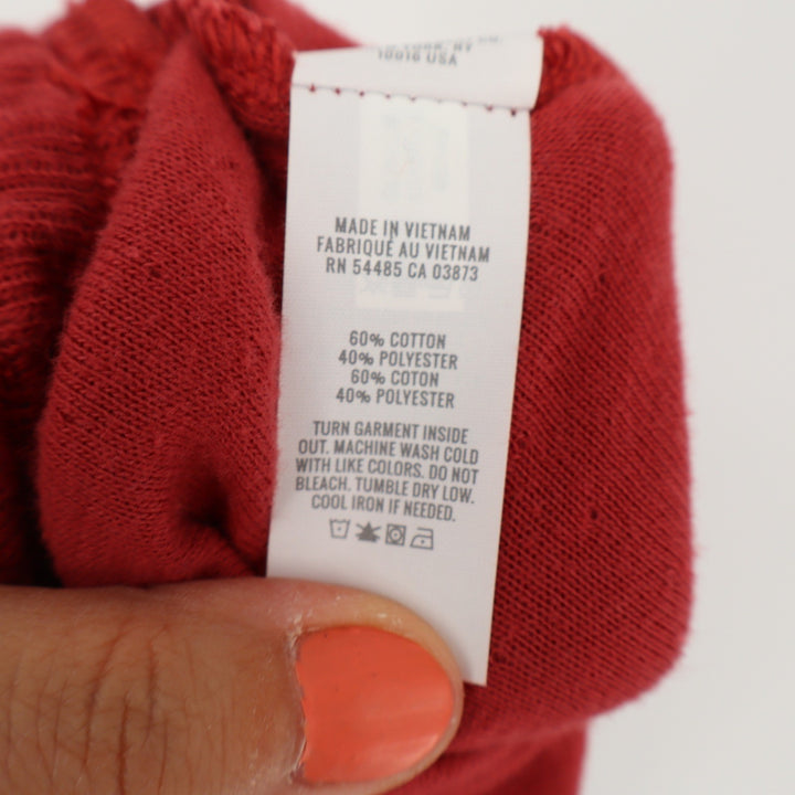 Aerie Womens Red Slub Knit Lounge Shorts Smocked Drawstring Waist Small Pockets