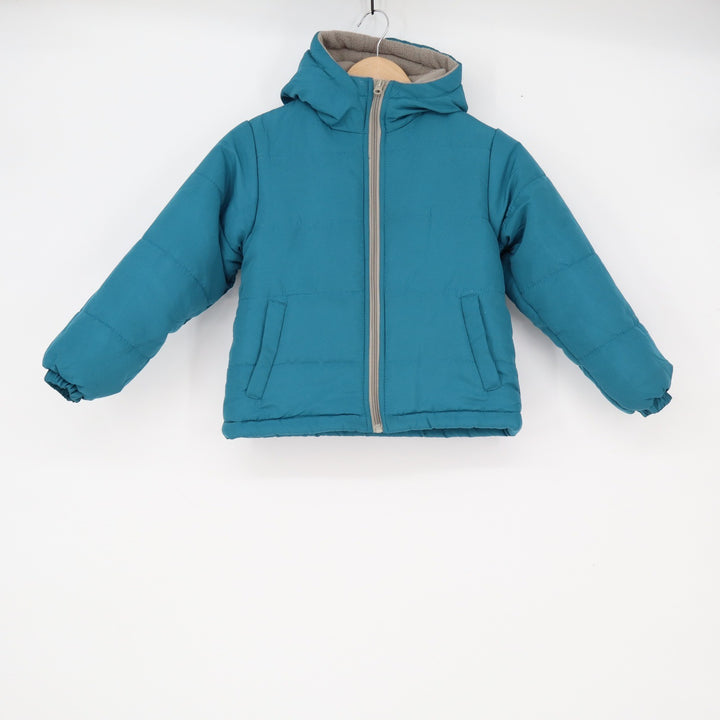 Operation Warm Puffer Jacket Kids 5/6 Teal Blue Hooded Excellent