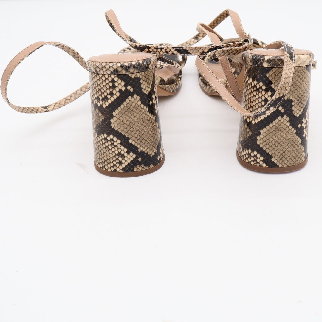 Steve Madden Womens Snakeskin Print Square Toe Block Heel Wrap Sandals Size 10
