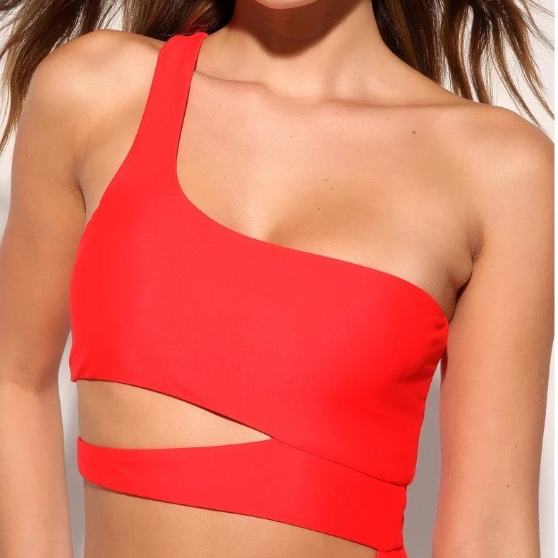 Lulus Sunshine Glow Bright Red Cutout One-Piece Swimsuit Size S