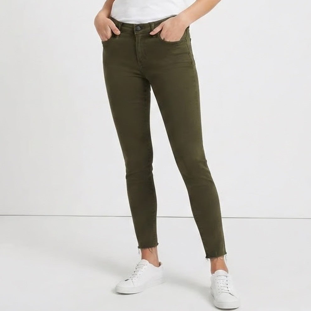 Articles of Society Olive Green Raw Hem Skinny Jeans Size 27