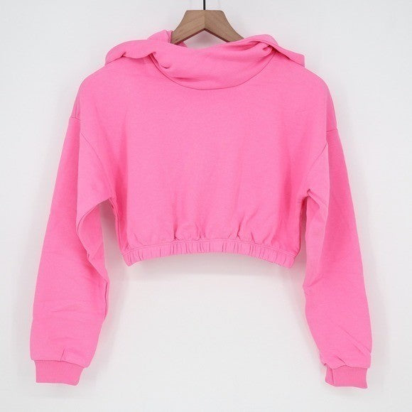 Naked Wardrobe Pink Cropped Hoodie Sweatshirt XL Womens Long Sleeve