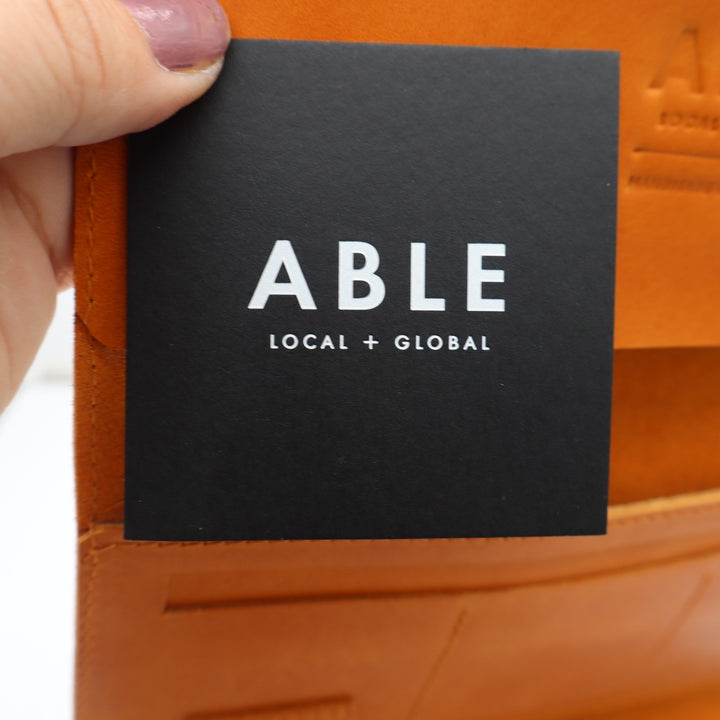 ABLE Debre Wallet Cognac Genuine Leather Tri-fold Clutch Handmade