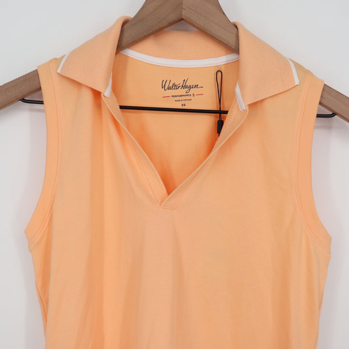 Walter Hagen Performance 11 Womens Sleeveless Golf Polo Shirt Peach Orange XS
